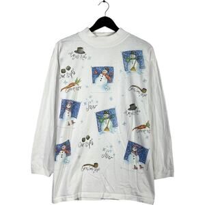 Rel-E-Vant Products Snowmen AOP Mock Neck Long Sleeve